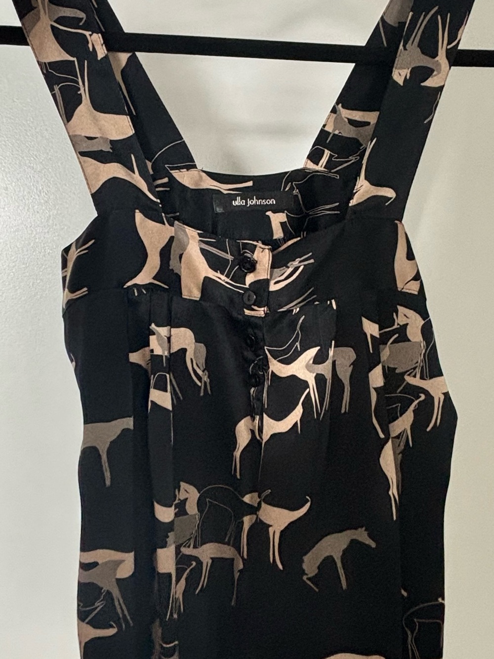 Ulla Johnson Black Camisole with Beige Deer Print